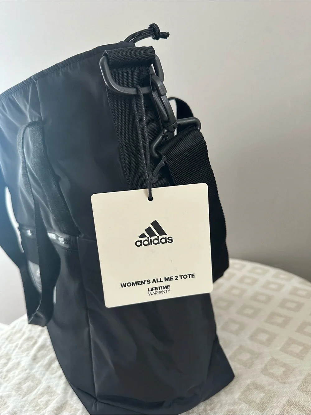 adidas Black Women's Tote Bag with Front Zip Pocket